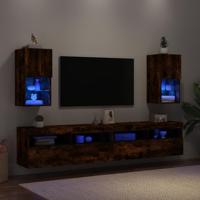 Tv-meubelen 2 st LED-verlichting 30,5x30x60 cm gerookt eiken - thumbnail