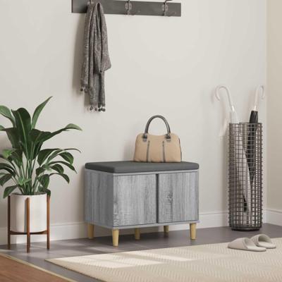 Halbank met kussen met opslag Grijs Sonoma 60 x 38 x 46 cm