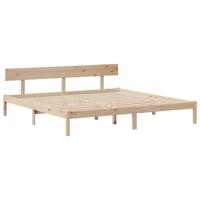 Bed met boekenkast zonder matras massief grenenhout 200x200 cm - thumbnail