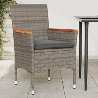 Tuinstoelen 2 st met kussens poly rattan grijs - thumbnail
