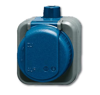 Busch-Jaeger Busch-duro WDI wandcontactdoos 2-polig met klapdeksel randaarde, blauw