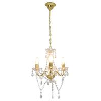 VidaXL Kroonluchter met kralen rond 3xe14 goudkleurig - thumbnail