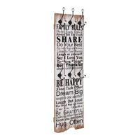 VidaXL Wandkapstok met 6 haken family rules 120x40 cm - thumbnail