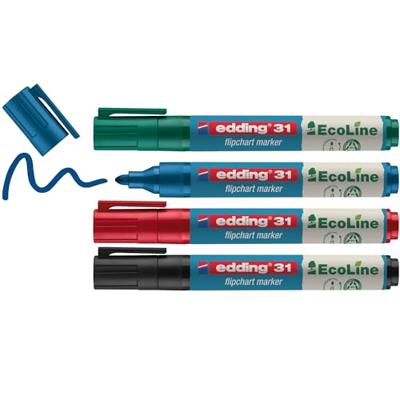 Edding 4-31-4 Flipchartmarker 4-31-4 Ronde punt 1.5 - 3 mm Zwart, Rood, Blauw, Groen 4 stuk(s) Edding 4-31-4 Flipchartmarker 4-31-4 Ronde punt 1.5 - 3 mm Zwart, Rood, Blauw, Groen 4 stuk(s)
