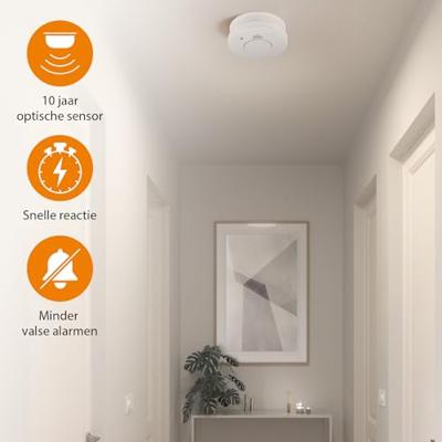 Smartwares Rookmelder Set van 2 stuks werkt op batterijen (Ø x h) 100 mm x 35 mm