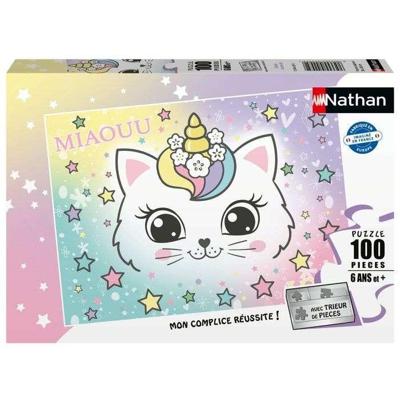 Nathan - 100-delige kinderpuzzel - Regenboogkatje - Leeftijd 6+ - Superieure kwaliteit - Dik en duurzaam karton - 12004295