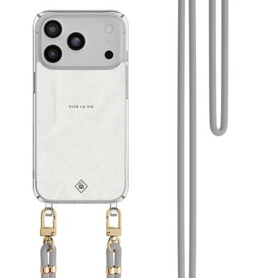 iPhone 17 Pro hoesje met grijs koord - Vive la vie