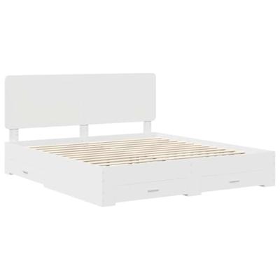 Bedframe met hoofdeinde met lade Wit 180 x 200 cm Bewerkt hout