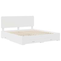 Bedframe met hoofdeinde met lade Wit 200 x 200 cm Bewerkt hout - thumbnail