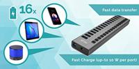 i-tec Charging Hub U3CHARGEHUB16 USB-hub 16 poorten USB-A USB 3.0 5 GBit/s Grijs - thumbnail