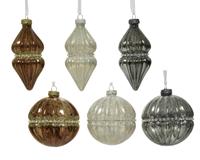 Kerstbal glas d8 cm wit/goud/zilver a6 KSD - Ksd - thumbnail