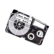 Huismerk Casio XR-18WE Labeltape 18mm Zwart op Wit - thumbnail