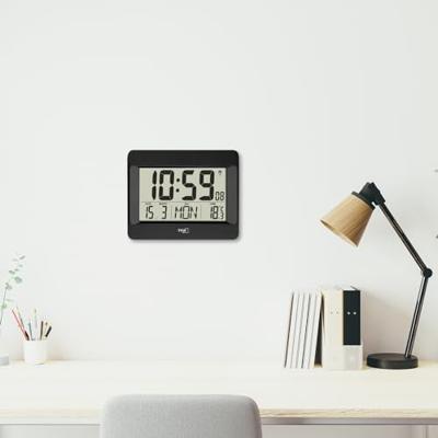 TFA Dostmann 60.4519.01 Wandklok Zendergestuurd 215 mm x 26 mm x 160 mm Zwart Groot display