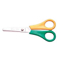 Bouhon schaar, ft 14 cm, links, ronde punt, RVS, geel/groen - thumbnail