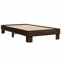 Bedframe bewerkt hout en metaal bruin eikenkleurig 75x190 cm - thumbnail