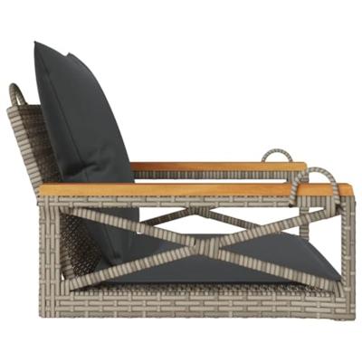Schommelbank met kussens 63x62x40 cm poly rattan grijs Schommelbank met kussens 63x62x40 cm poly rattan grijs