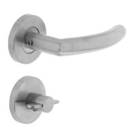 Deurkruk half rond/hoek 90°op rond rozet met WC8mm RVS - thumbnail