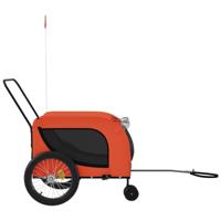 Hondenfietstrailer oxford stof en ijzer oranje en zwart - thumbnail