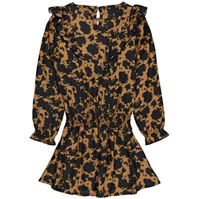 LEVV Meisjes jurk - Aafje - AOP bruin tie dye