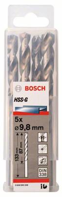 Bosch Accessories 2608595338 HSS Metaal-spiraalboor 9.8 mm Gezamenlijke lengte 133 mm Geslepen DIN 338 Cilinderschacht 5 stuk(s)