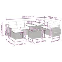 9-delige Loungeset met kussens poly rattan zwart - thumbnail