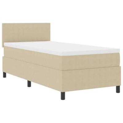 Boxspring bed Lichtgrijs en wit. 203 x 80 x 88 cm Katoenen stof