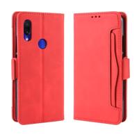 Portemonnee stijl huid voelen kalf patroon lederen draagtas voor Xiaomi Redmi 7 met aparte kaartsleuf (rood) - thumbnail