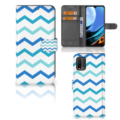Xiaomi Redmi 9T | Poco M3 | Telefoon Hoesje | Zigzag Blauw