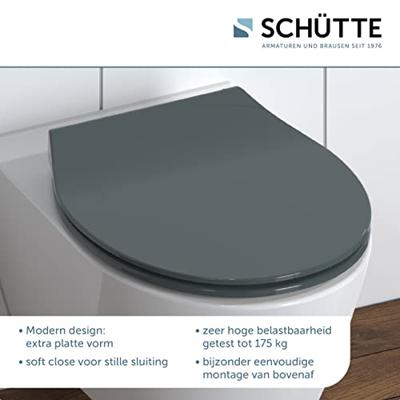 Toiletzitting Schutte Slim Anthrazit Duroplast Ultra Dun Met Soft Close En Quick Release Antraciet Schütte - thumbnail