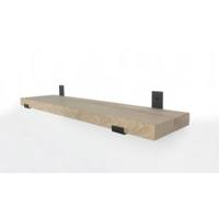 Eiken wandplank 120 x 25 cm met industriele plankdragers - thumbnail