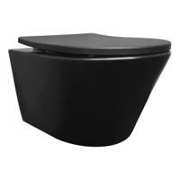 Vesta wandcloset rimless met Shade slim toiletzitting softclose en quick release mat zwart - thumbnail