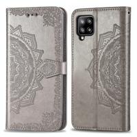 Voor Galaxy A42 5G Mandala Flower Embossed Horizontale Flip Lederen Case met beugel / kaartslot / Portemonnee / Lanyard(Grijs) - thumbnail