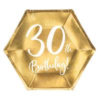 Bordjes 30th Birthday Goud - 6 stuks - thumbnail