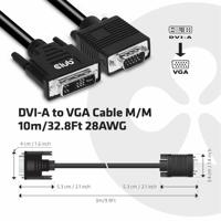 CLUB3D DVI-A TO VGA CABLE M/M 3m/ 9.8ft 28 zwart - thumbnail