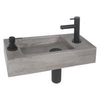 Fonteinset Differnz Jax Kraan en Afvoer Mat Zwart Ingebouwde Zeeppomp 42x18.5x9 cm Beton Differnz - thumbnail