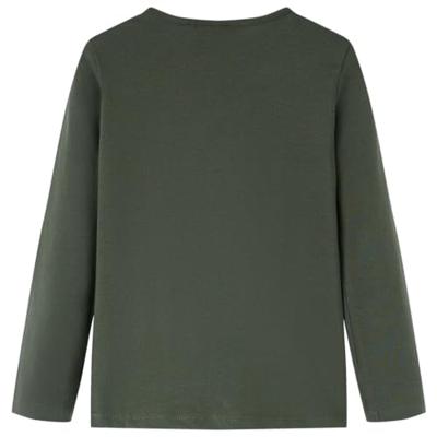 Kindershirt met lange mouwen kattenprint 92 kakikleurig