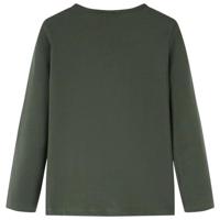 Kindershirt met lange mouwen kattenprint 92 kakikleurig - thumbnail