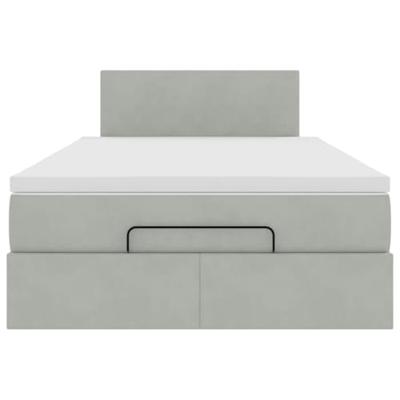 Ottoman bed met matras en LED's 120x200 cm fluweel lichtgrijs