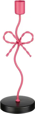 Mica Decorations kandelaar ijzer strik 8x7x25cm roze