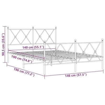 Bedframe met hoofd- en voeteneinde metaal wit 140x190 cm