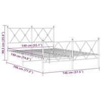 Bedframe met hoofd- en voeteneinde metaal wit 140x190 cm - thumbnail