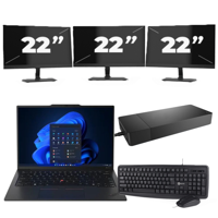 Lenovo ThinkPad X1C - Intel Core i5-6e Generatie - 14 inch - 8GB RAM - 256GB SSD - Windows 11 Home + 3x 22 inch Monitor - thumbnail