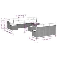 11-delige Tuinset met kussens poly rattan beige - thumbnail