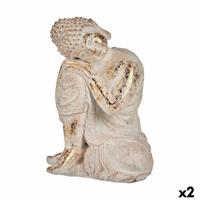 Decoratief tuinfiguur Boeddha Polyresin 23 x 33 x 26 cm (2 Stuks) - thumbnail