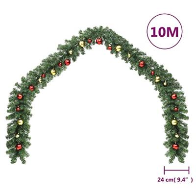 VidaXL Kerstslinger versierd met kerstballen 10 m