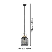 Eglo DraadlampRoundham Ø 22cm - zwart met goud - 43963 - thumbnail