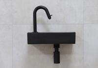 Mueller Mini Rhea zwarte fonteinset met gebogen fonteinkraan links in de kleur zwart - thumbnail