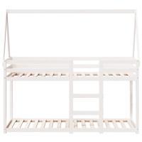 Stapelbed met dak massief grenenhout wit 75x190 cm - thumbnail