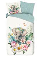 Good Morning Kinderdekbedovertrek "bloemen met een olifant" - Multi - (140x200/220 cm) - Katoen - thumbnail