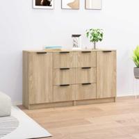 Dressoirs 2 st 60x30x70 cm bewerkt hout sonoma eikenkleurig - thumbnail